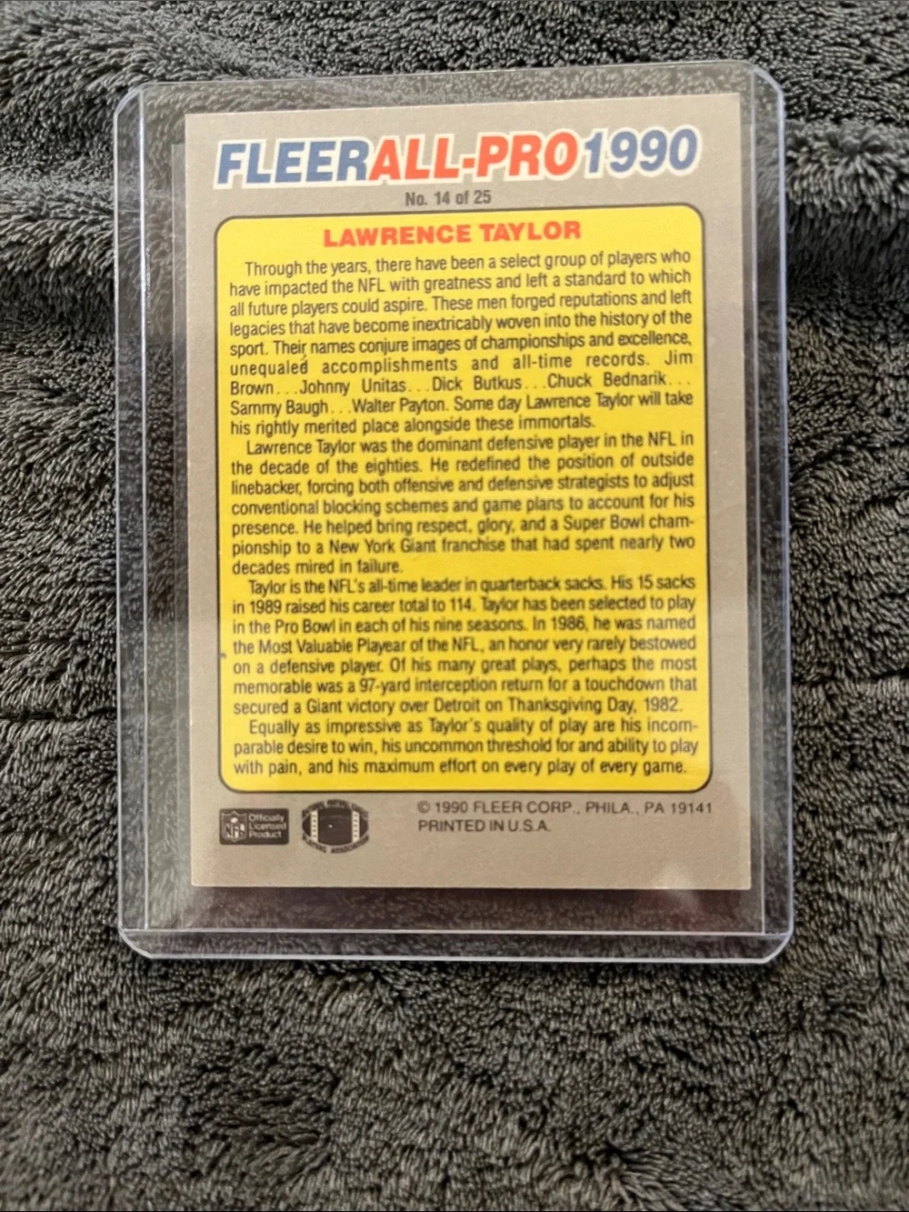 1990 Fleer All-Pro Lawrence Taylor #14 of 25